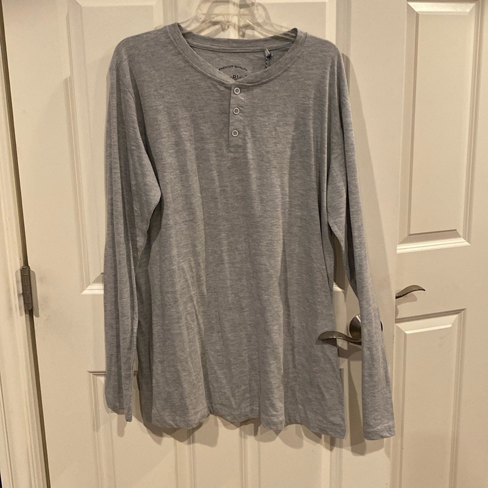 XL Blue Black Threads gray men’s shirt 3 button down - new with tags